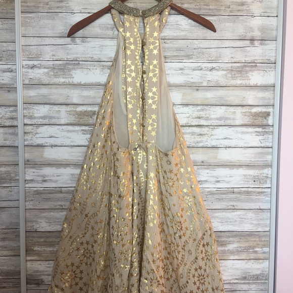 Kimchi Blue Cornelia Beaded Neck Gold Mini Dress - Picture 6 of 7